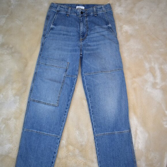ASKK NY Carpenter Jeans Womens Size 26 Highrise Straight Leg Blue Cargo Pants - Picture 6 of 16